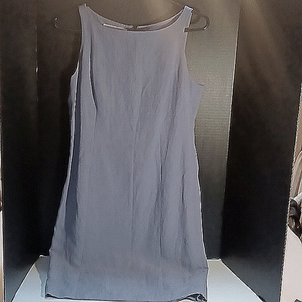 Vintage 1980 Jones New York Ladies Dress, Gray Blue, 55% Silk 45% linen, size: 4